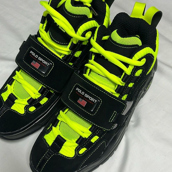 Ralph Lauren Polo Sport Mens shoes BlackYellow PS100 High Top RL Made in Vietnam - Picture 2 of 16